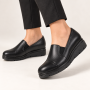 pantofi dama negri din piele naturala cu platforma joasa si elastic lateral NA270NP Ciucaleti